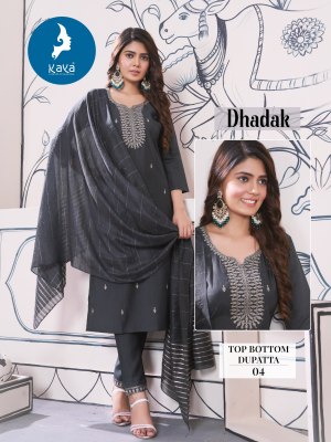 Dhadak by Kaya roman silk straight cut kurti pant and dupatta collection readymade suit catalogs