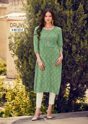 Dhruvi by Kalroop fancy printed embroidered kurti catalogue at low rate kurtis catalogs