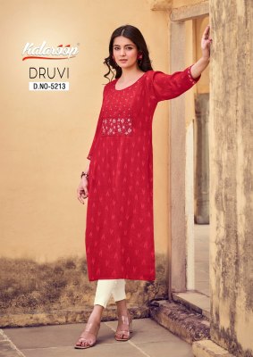 Dhruvi by Kalroop fancy printed embroidered kurti catalogue at low rate kurtis catalogs