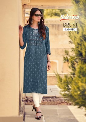 Dhruvi by Kalroop fancy printed embroidered kurti catalogue at low rate kurtis catalogs