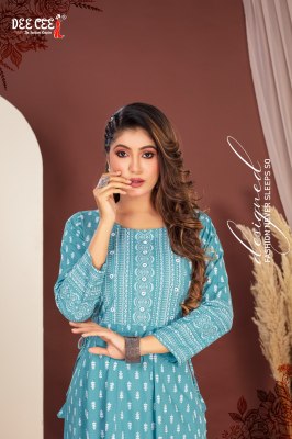 Dhruvika by Deecee reyon Flared kali style scree printed kurti catalogue at affordable rate kurtis catalogs