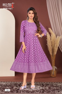 Dhruvika by Deecee reyon Flared kali style scree printed kurti catalogue at affordable rate kurtis catalogs