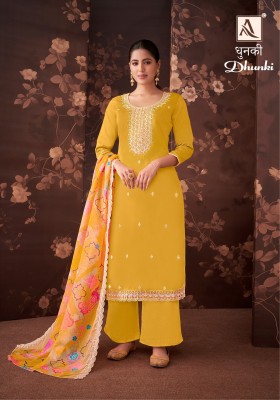 Dhunki by Alok suit fancy luckhnavi thread embroidered unstitched suit catalogue  salwar kameez catalogs