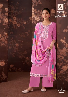 Dhunki by Alok suit fancy luckhnavi thread embroidered unstitched suit catalogue  salwar kameez catalogs