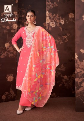 Dhunki by Alok suit fancy luckhnavi thread embroidered unstitched suit catalogue  salwar kameez catalogs