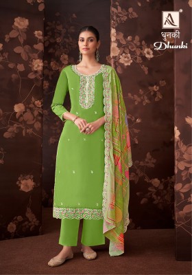 Dhunki by Alok suit fancy luckhnavi thread embroidered unstitched suit catalogue  salwar kameez catalogs