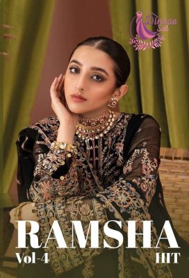 Dinsaa suits new launch ramsha hit vol 4 georgette embordered Pakistani suits wholesaler   pakistani suit catalogs