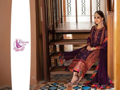 Dinsaa suits new launch ramsha hit vol 4 georgette embordered Pakistani suits wholesaler   pakistani suit catalogs