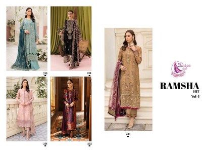 Dinsaa suits new launch ramsha hit vol 4 georgette embordered Pakistani suits wholesaler   pakistani suit catalogs