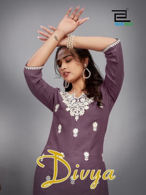 Divya by Blue hills reyon luckhnavi work short top catalogue at affordable rate Blue hills Kurti 