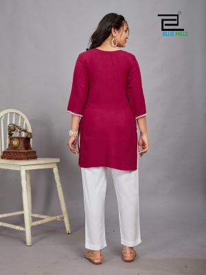 Divya by Blue hills reyon luckhnavi work short top catalogue at affordable rate western wear catalogs