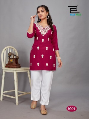 Divya by Blue hills reyon luckhnavi work short top catalogue at affordable rate western wear catalogs