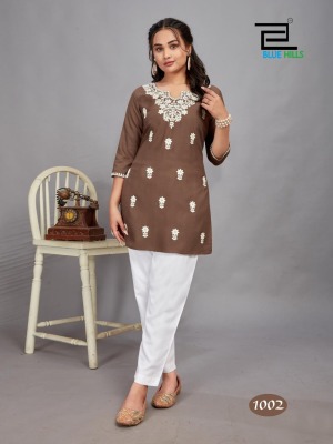 Divya by Blue hills reyon luckhnavi work short top catalogue at affordable rate western wear catalogs