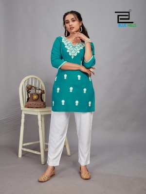 Divya by Blue hills reyon luckhnavi work short top catalogue at affordable rate western wear catalogs