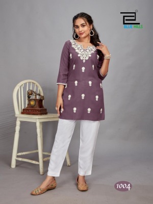 Divya by Blue hills reyon luckhnavi work short top catalogue at affordable rate western wear catalogs