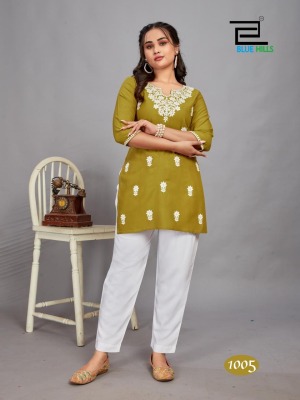 Divya by Blue hills reyon luckhnavi work short top catalogue at affordable rate western wear catalogs