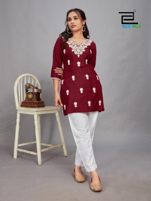 Divya by Blue hills reyon luckhnavi work short top catalogue at affordable rate western wear catalogs