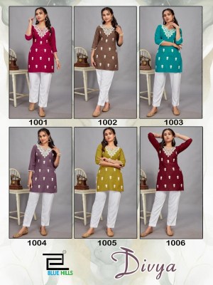 Divya by Blue hills reyon luckhnavi work short top catalogue at affordable rate western wear catalogs