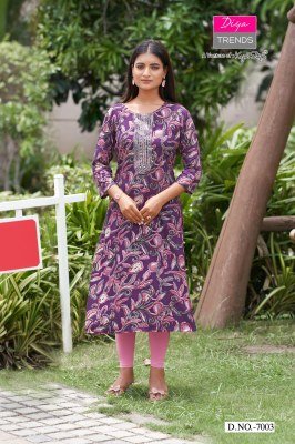 Diya Trends Gardencity 8 Rayon Printed Kurti with Foil Embroidery 12 Stylish Designs Wholesale kurtis catalogs