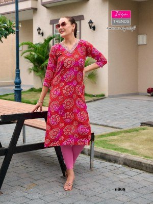 Diya Trends Gardencity 8 Rayon Printed Kurti with Foil Embroidery 12 Stylish Designs Wholesale kurtis catalogs
