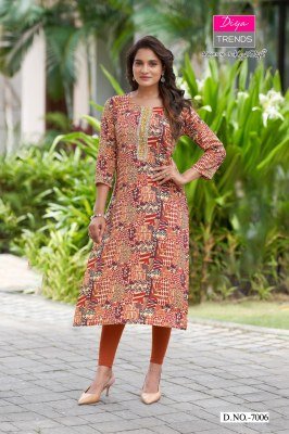 Diya Trends Gardencity 8 Rayon Printed Kurti with Foil Embroidery 12 Stylish Designs Wholesale kurtis catalogs