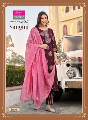 Diya Trends Sangini Vol 1 Rayon Printed Embroidery work Kurti catalogue wholesale rate   readymade suit catalogs