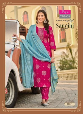 Diya Trends Sangini Vol 1 Rayon Printed Embroidery work Kurti catalogue wholesale rate   readymade suit catalogs