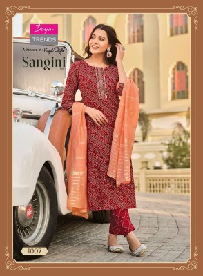 Diya Trends Sangini Vol 1 Rayon Printed Embroidery work Kurti catalogue wholesale rate   readymade suit catalogs