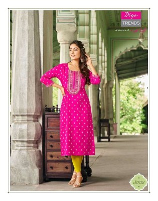 Diya Trends Victoria Vol 8 Rayon Embroidery Work Kurti catalogue wholesaler exporter  kurtis catalogs