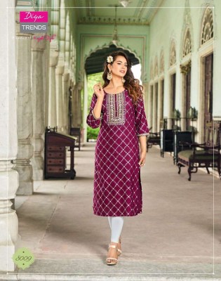 Diya Trends Victoria Vol 8 Rayon Embroidery Work Kurti catalogue wholesaler exporter  kurtis catalogs