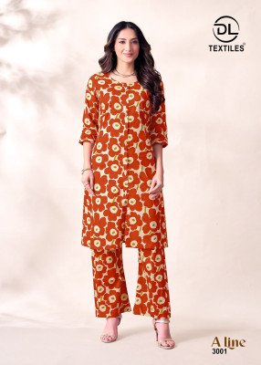 Dl A Line Vol 3 Women s Heavy Poplin Cotton Printed A Line Kurti with Pants Long Co ord Set Wholesale kurtis catalogs