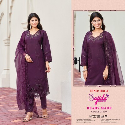 Dno 108 ABCD by Sajida Designer suit Roman silk Readymade suit catalogue at affordable rate wholesale catalogs