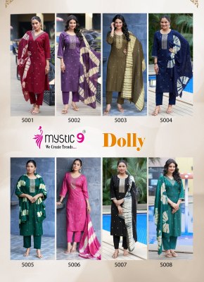 Dolly vol 5 by Mystic 9 Premium embroidered Top and bottom with pocket and dupatta catalogue at affordable rate readymade suit catalogs