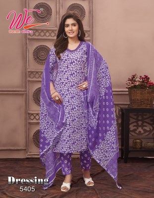 Dressing by WE pure cotton bandhani printed kurti pant and dupatta catalogue at affordable rate readymade suit catalogs