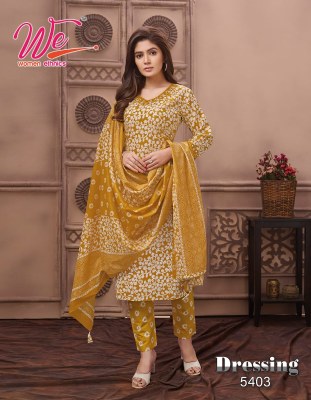 Dressing by WE pure cotton bandhani printed kurti pant and dupatta catalogue at affordable rate readymade suit catalogs