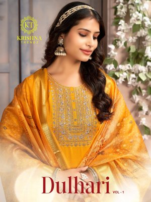 Dukhari vol 1 by Krishna trendz Vichitra silk designer readymade suit catalogue at affordable rate wholesale catalogs