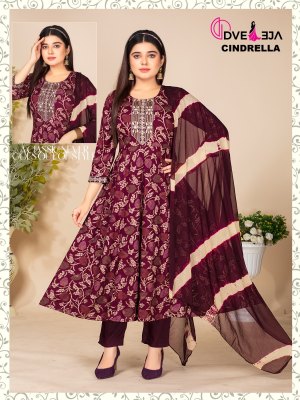 Dveeja fashion by Cindrella Series kalli reyon foil print fancy anarkali suit catalogue at low rate readymade suit catalogs