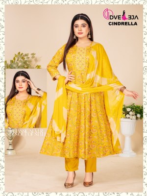 Dveeja fashion by Cindrella Series kalli reyon foil print fancy anarkali suit catalogue at low rate readymade suit catalogs