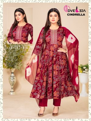 Dveeja fashion by Cindrella Series kalli reyon foil print fancy anarkali suit catalogue at low rate readymade suit catalogs