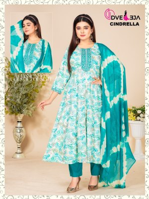 Dveeja fashion by Cindrella Series kalli reyon foil print fancy anarkali suit catalogue at low rate readymade suit catalogs