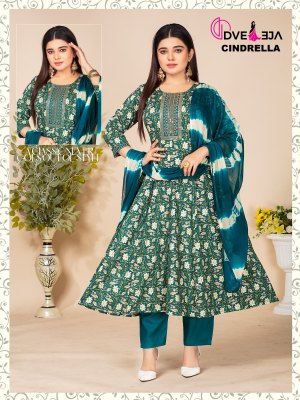 Dveeja fashion by Cindrella Series kalli reyon foil print fancy anarkali suit catalogue at low rate readymade suit catalogs