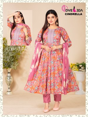 Dveeja fashion by Cindrella Series kalli reyon foil print fancy anarkali suit catalogue at low rate readymade suit catalogs