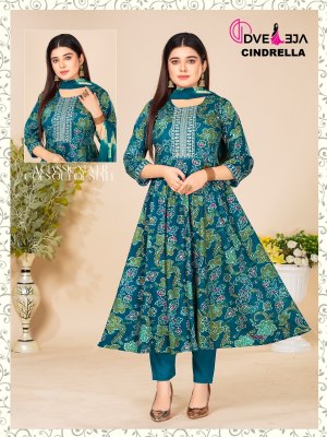 Dveeja fashion by Cindrella Series kalli reyon foil print fancy anarkali suit catalogue at low rate readymade suit catalogs