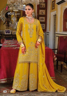 Eba Lifestyle Sundari Embroidered Chinon Top, Dupatta And Plazo Wholesale kurtis catalogs