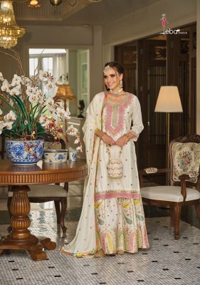 Eba life style Safroon vol 3 heavy chinon with embroidered work fancy sharara suit catalogue at wholesale price  readymade suit catalogs