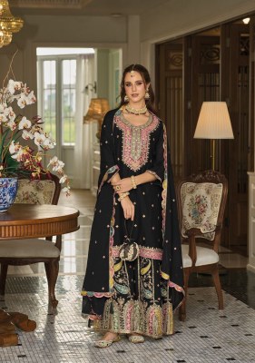 Eba life style Safroon vol 3 heavy chinon with embroidered work fancy sharara suit catalogue at wholesale price  readymade suit catalogs