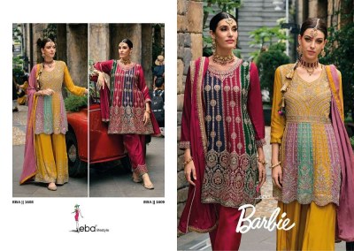 Eba life style new barbie fancy chinon embroidery work ready made salwar kameez catalogue wholesale rate  kurtis catalogs