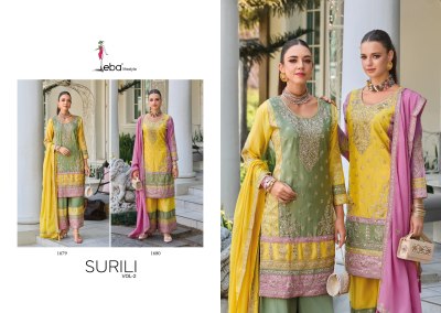 Eba lifestyle by Surili 2 heavy chinon with embroidered readymade suit catalogue at low rate readymade suit catalogs