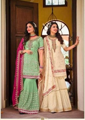 Eba lifestyle by armani fox georgette anarkali kurti with  designer sarara pant Eba lifestyle