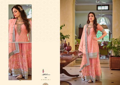 Eba lifestyle by armani fox georgette anarkali kurti with  designer sarara pant readymade suit catalogs